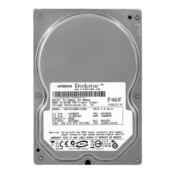 HITACHI HDS721680PLA380 80 GB 7200RPM SATA 3.5