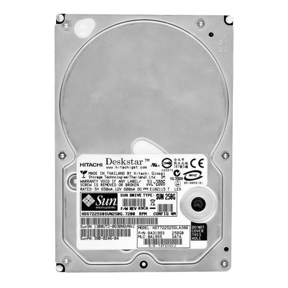 SUN 390-0246-04 HDD 250GB 7.2K SATA HDT722525DLA380 3.5"