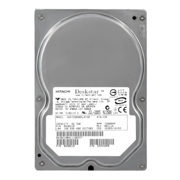 HITACHI HDS728080PLAT20 80GB ATA 7.2K 3.5'' 0A30210