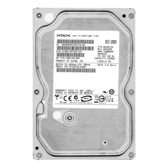 HP 498139-001 250GB 7.2K 8MB SATA II 3.5'' HDT721025SLA380