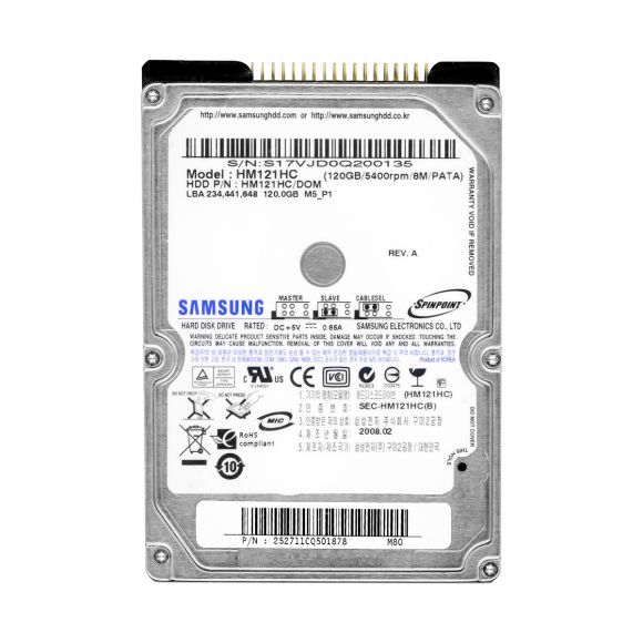 SAMSUNG SpinPoint M 120GB 5.4K 8MB ATA 2.5'' HM121HC