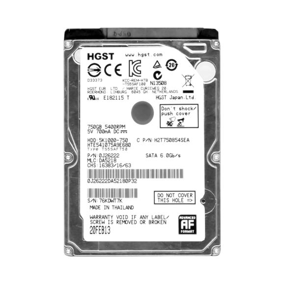 HGST TravelStar 5K1000 EA 750GB 5.4K 8MB SATA III 2.5'' HTE541075A9E680