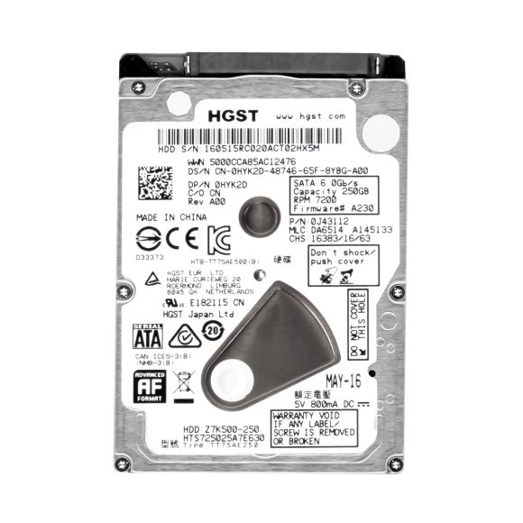 HGST TravelStar Z7K500 250GB 7.2K 32MB SATA III 2.5'' HTS725025A7E630