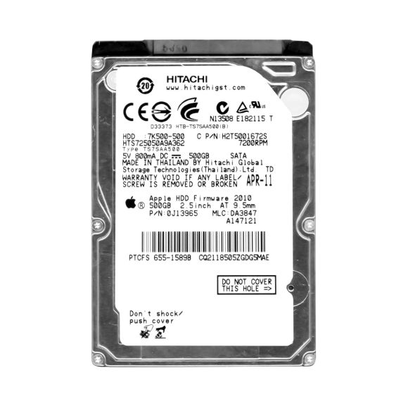 HITACHI TravelStar 7K500 500GB 7.2K 16MB SATA II 2.5'' HTS725050A9A362