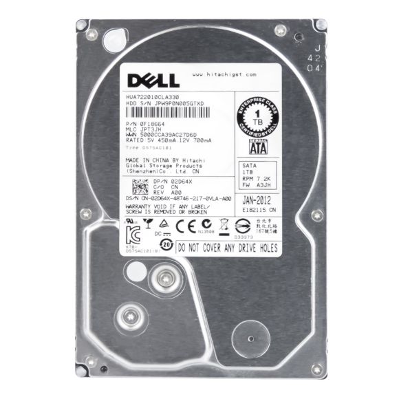 DYSK DELL 02D64X 1TB 3G SATA 7.2K 32MB 3.5" HUA722010CLA330