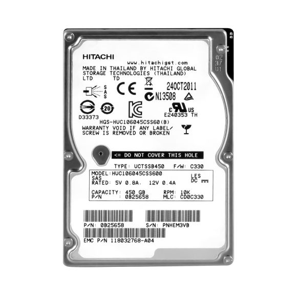 EMC 118032768-A04 450GB 10K 64MB SAS-2 2.5'' HUC106045CSS600