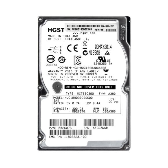 EMC 118033231-02 300GB 10K 64MB SAS-2 2.5'' HUC109030CSS600