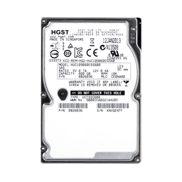 HGST UltraStar C10K900 600GB 10K 64MB SAS-2 2.5'' HUC109060CSS600