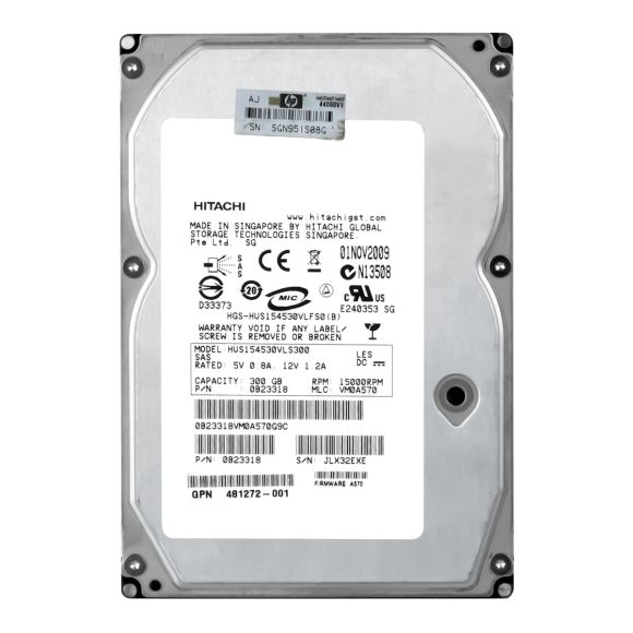 HP 481272-001 300GB 15k HUS154530VLS300 SAS 16MB