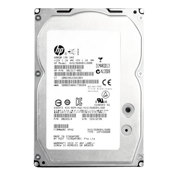 HP 581317-002 600GB 15K SAS 3.5"