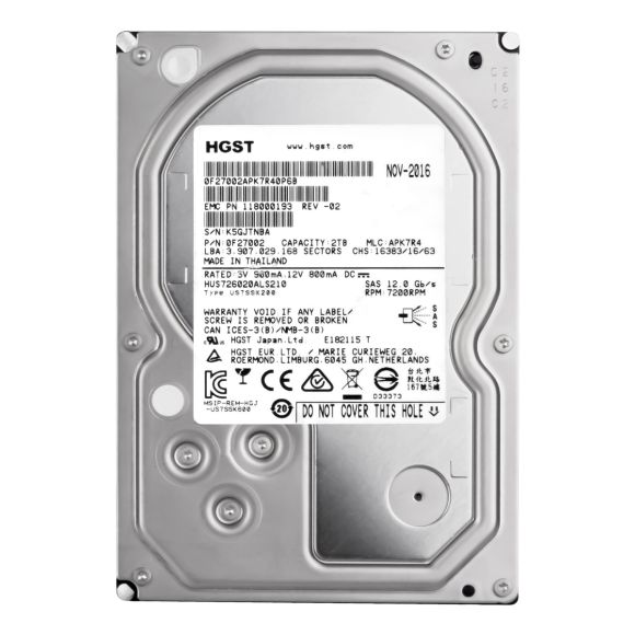 HGST UltraStar 7K6000 2TB 7.2K 128MB SAS-3 3.5'' HUS726020ALS210