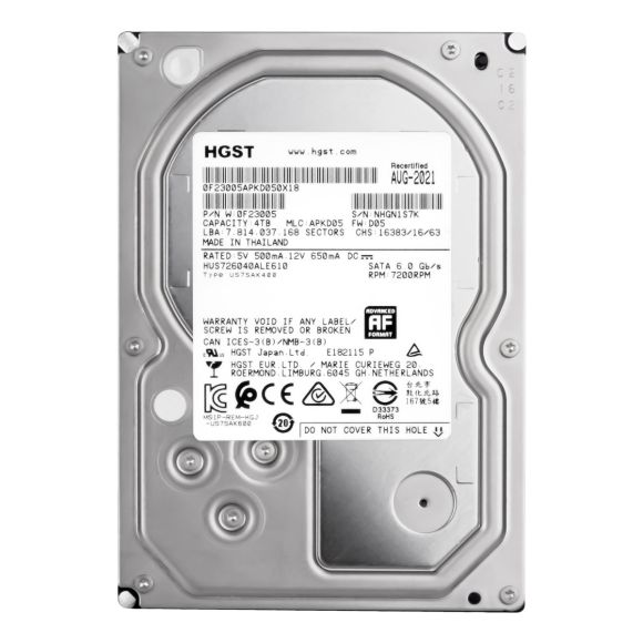 HGST UltraStar 7K6000 4TB 7.2K 128MB SATA III 3.5'' HUS726040ALE610