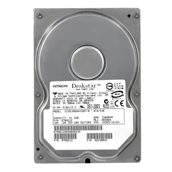 HDD IBM IC35L060AVV207-0 61.4GB ATA 7200RPM  3.5'' 07N9212