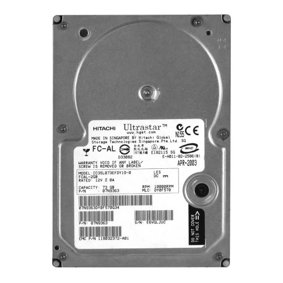 EMC 118032372-A01 73GB 10K 8MB FC 3.5'' IC35L073EFDY10-0