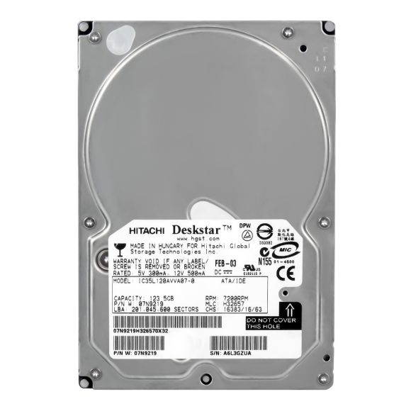 IBM IC35L120AVVA07-0 HDD 120GB IDE ATA 7.2K 2MB 07N9219 3.5"