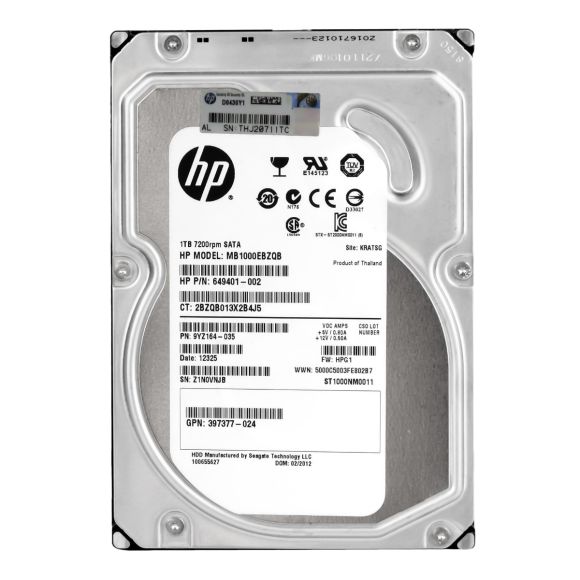 HP MB1000EBZQB 1TB 7.2K 3G SATA 3.5" 536648-001