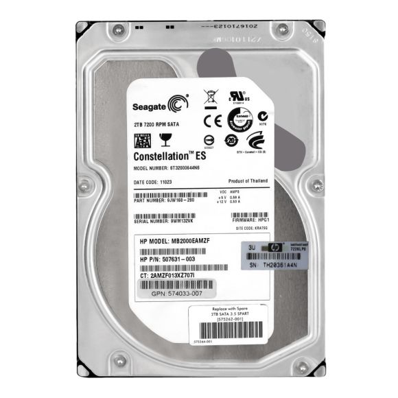 HP MB2000EAMZF 2TB 3G 7.2K 3.5 SATA 507631-003