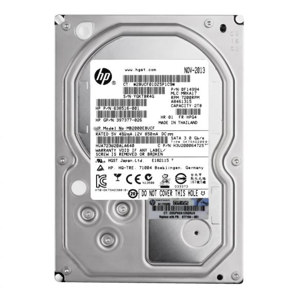 HP MB2000EBUCF 2TB 7.2K 3.5 SATA 638516-001