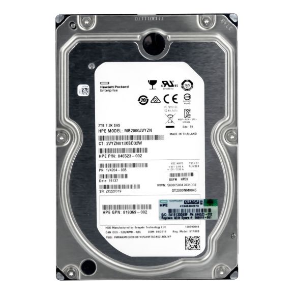 HP 846523-002 2TB 7.2K 128MB SAS-3 3.5'' MB2000JVYZN