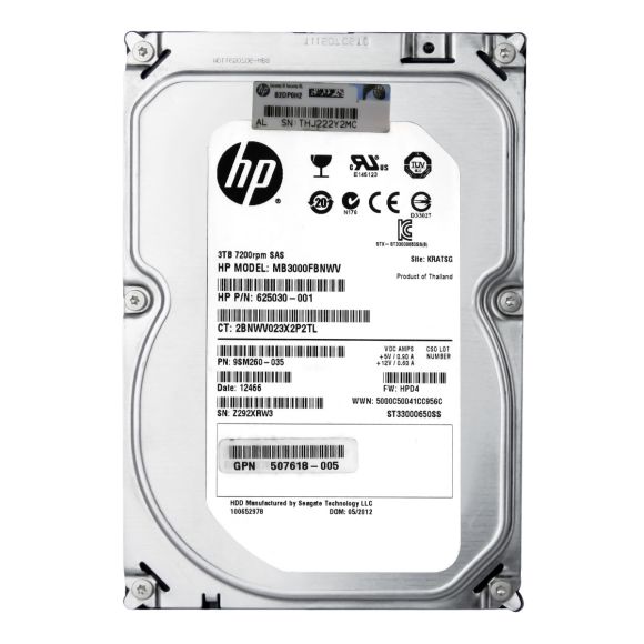 HP MB3000FBNWV 3TB 6G DP SAS 7.2K 3.5" 625140-001