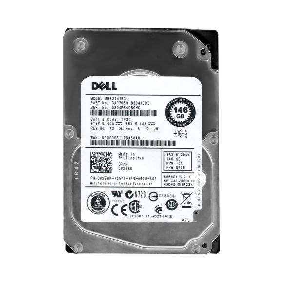 DELL 0W328K 146GB 15K SAS 6G 16MB 2.5'' MBE2147RC