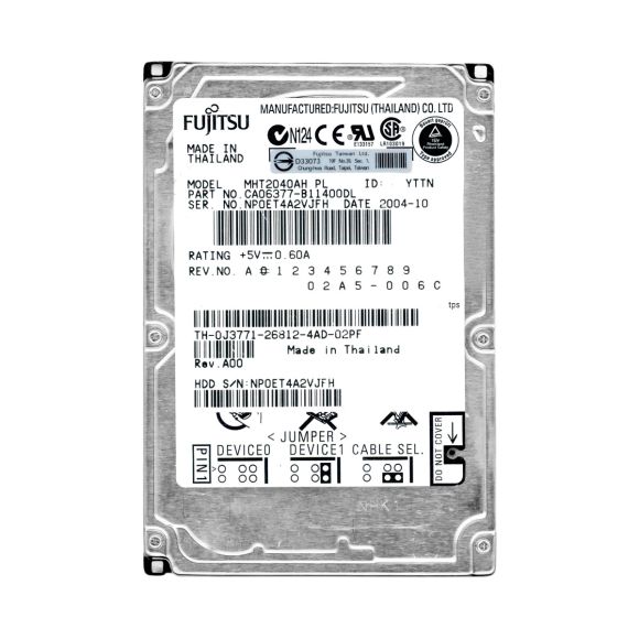 FUJITSU 40GB 5.4K 4MB ATA 2.5'' MHT2040AH