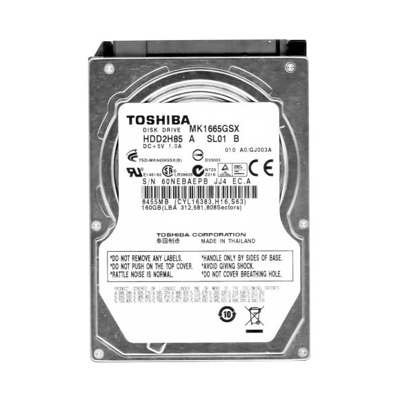 TOSHIBA 160GB SATA II 5.4K 8MB 2.5'' MK1665GSX