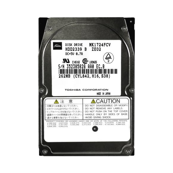 TOSHIBA MK1724FCV HDD2339 B ZE02 262MB IDE/ATA 2.5"