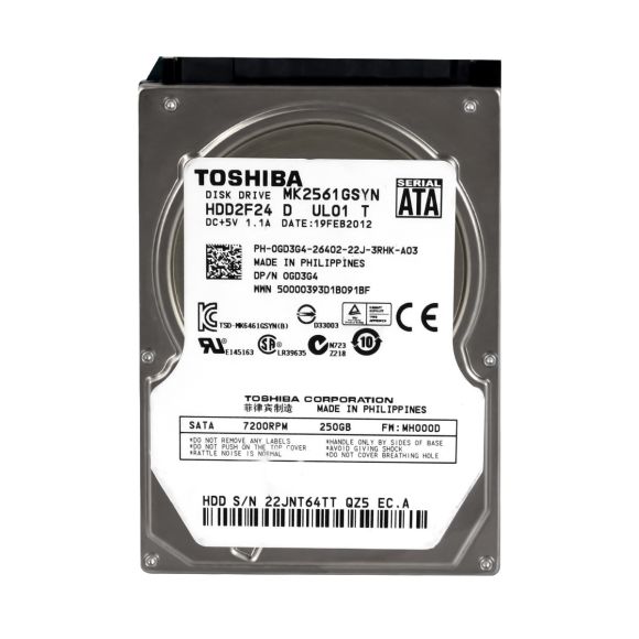 DELL 0GD3G4 250GB SATA 3GB/s 7.2k 16MB 2.5"