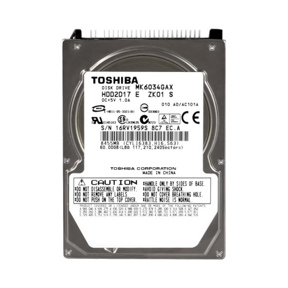 TOSHIBA 60GB 5.4K 8MB ATA 2.5'' MK6034GAX