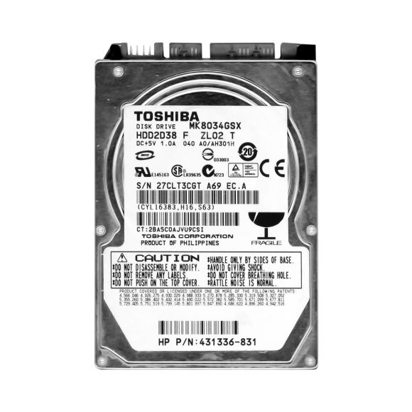 HP 431336-831 80GB 5.4K 8MB SATA 2.5'' MK8034GSX