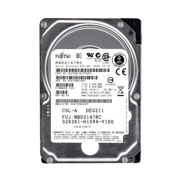 FUJITSU S26361-H1094-V100 146GB 10K 16MB SAS-2 2.5'' MBD2147RC