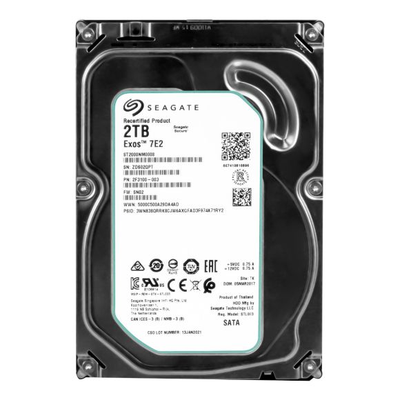 SEAGATE EXOS 7E2 2TB 7.2K 128MB SATA III 3.5'' ST2000NM0008