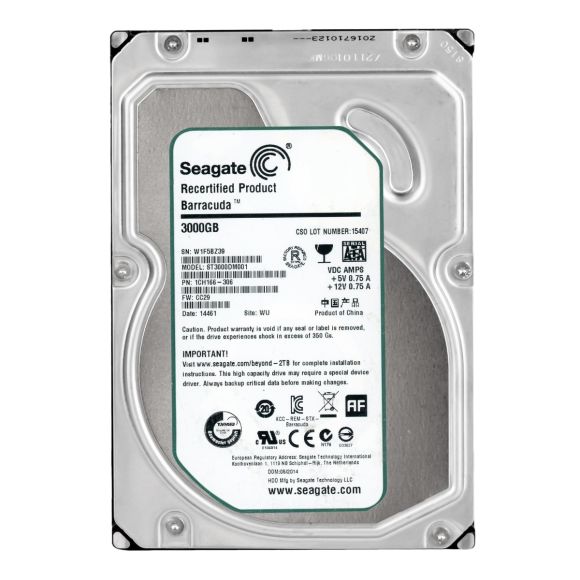 SEAGATE BarraCuda 7200.14 3TB 7.2K 64MB SATA III 3.5" ST3000DM001