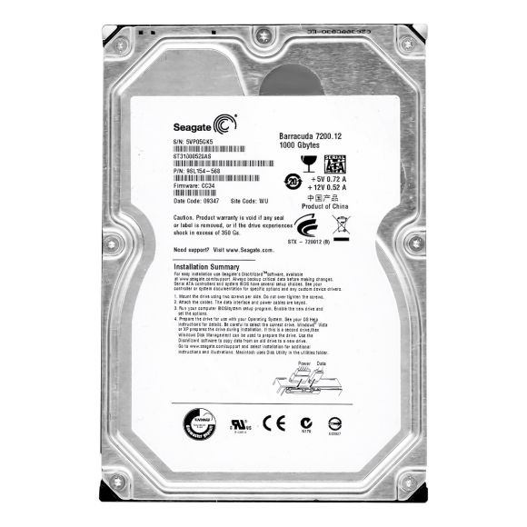 SEAGATE BARRACUDA 7200.12 1TB 7.2K 32MB SATA II 3.5'' ST31000528AS