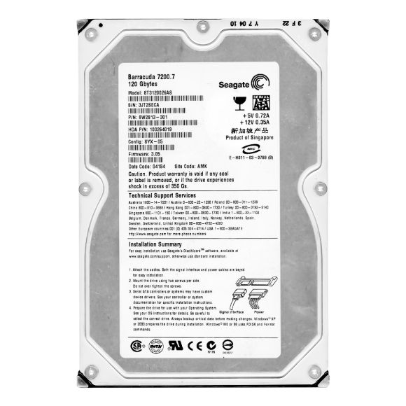 SEAGATE BARRACUDA 7200.7 120GB 7.2K 8MB SATA 3.5'' ST3120026AS