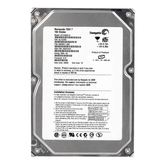 SEAGATE ST3160021A 160 GB ATA 7200RPM 3.5 