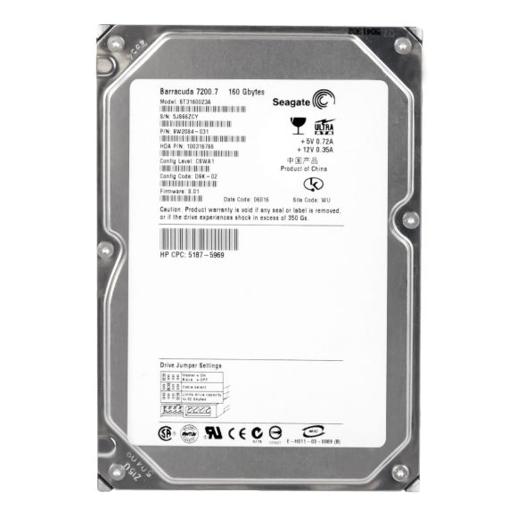 HP 5187-5969 160GB 7.2K 8MB ATA 3.5'' ST3160023A