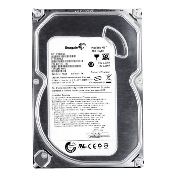 SEAGATE PIPELINE HD 160GB 5.4K 8MB SATA II 3.5'' ST3160310CS