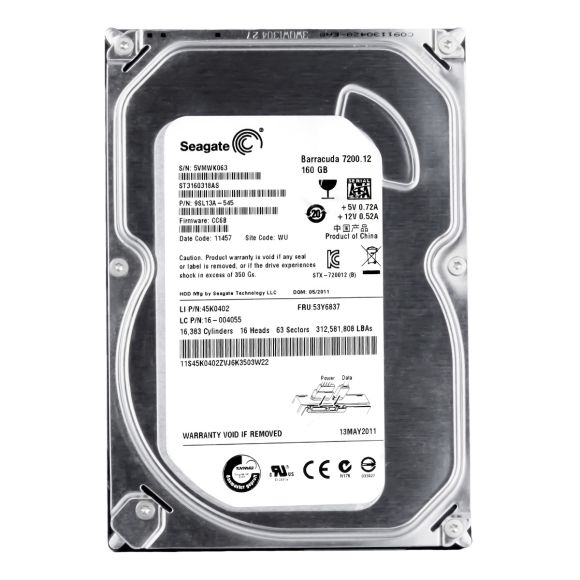 IBM 53Y6837 160GB 7.2K 8MB SATA II 3.5'' ST3160318AS