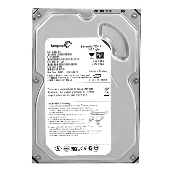 SEAGATE BARRACUDA 7200.9 160GB 7.2K 8MB SATA II 3.5'' ST3160812AS