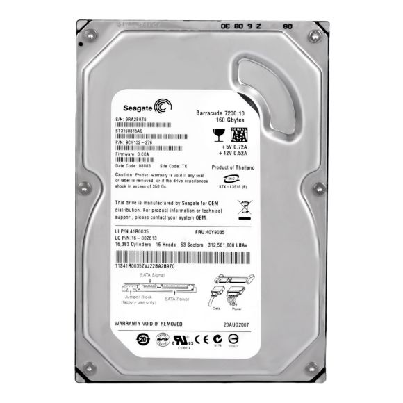 IBM 40Y9035 160GB 7.2K 8MB SATA II 3.5'' ST3160815AS