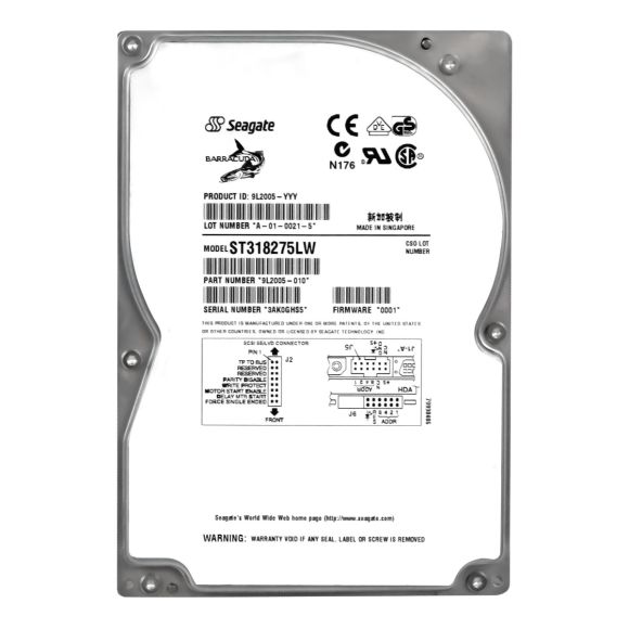 SEAGATE BARRACUDA 18LP 18.2GB 7.2K 1MB SCSI ULTRA2 3.5'' ST318275LW