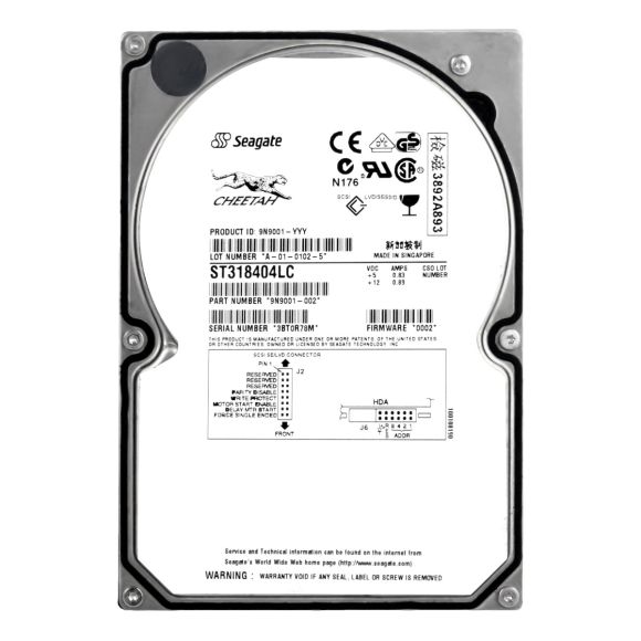 SEAGATE CHEETAH 18.2GB 10K SCSI U160 3.5'' ST318404LC