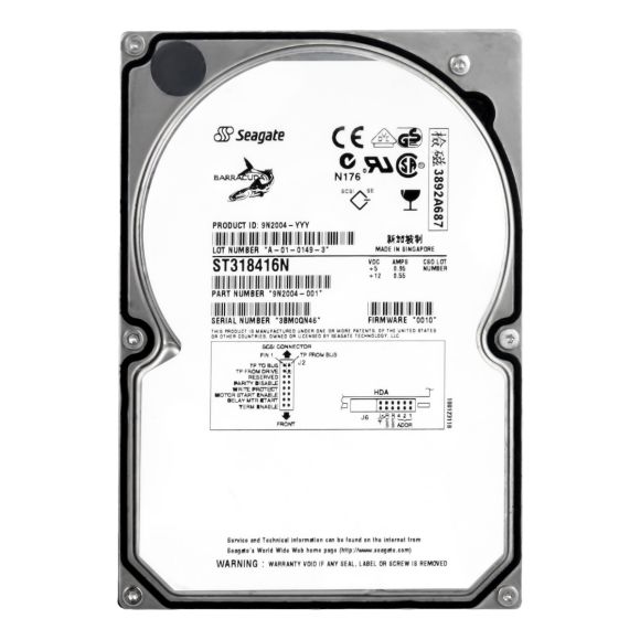 SEAGATE BARRACUDA 18XL 18.4GB 7.2K SCSI 50-PIN 3.5'' ST318416N