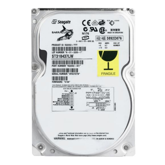 SEAGATE BARRACUDA 18.4GB 7.2K 2MB SCSI U160 3.5'' ST318437LW