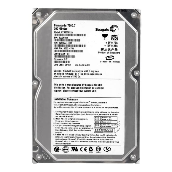 SEAGATE ST3200822A 200GB ATA 7200RPM 3.5''