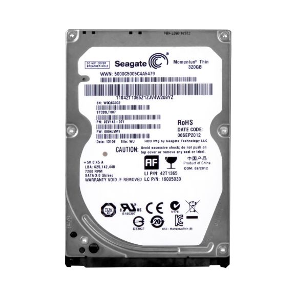 SEAGATE MOMENTUS THIN 320GB 7.2k 16MB SATA II 2.5'' ST320LT007