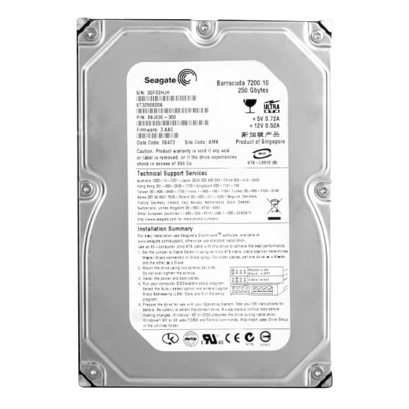 SEAGATE BARRACUDA 7200.10 250GB 7.2K 8MB ATA 3.5'' ST3250820A