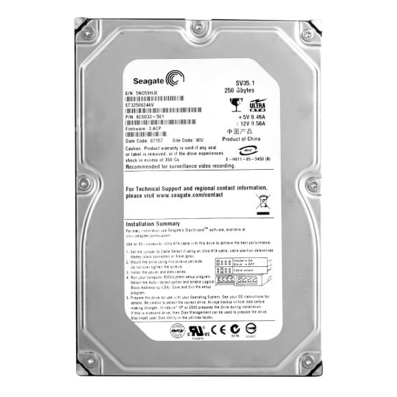 SEAGATE SV35.1 250GB 7.2K 8MB ATA 3.5'' ST3250824AV